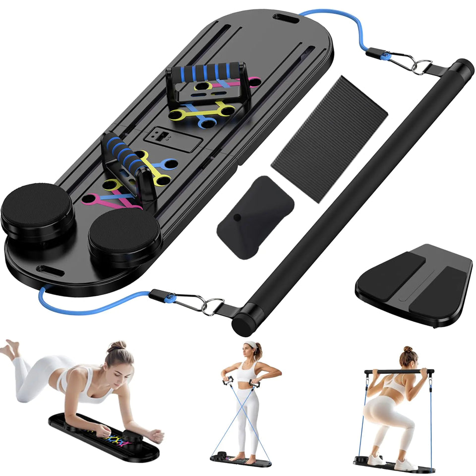 Foldable Pilates Reformer Board 5-in-1 – Home Fitness Set (Black, 2025) - Maxmline