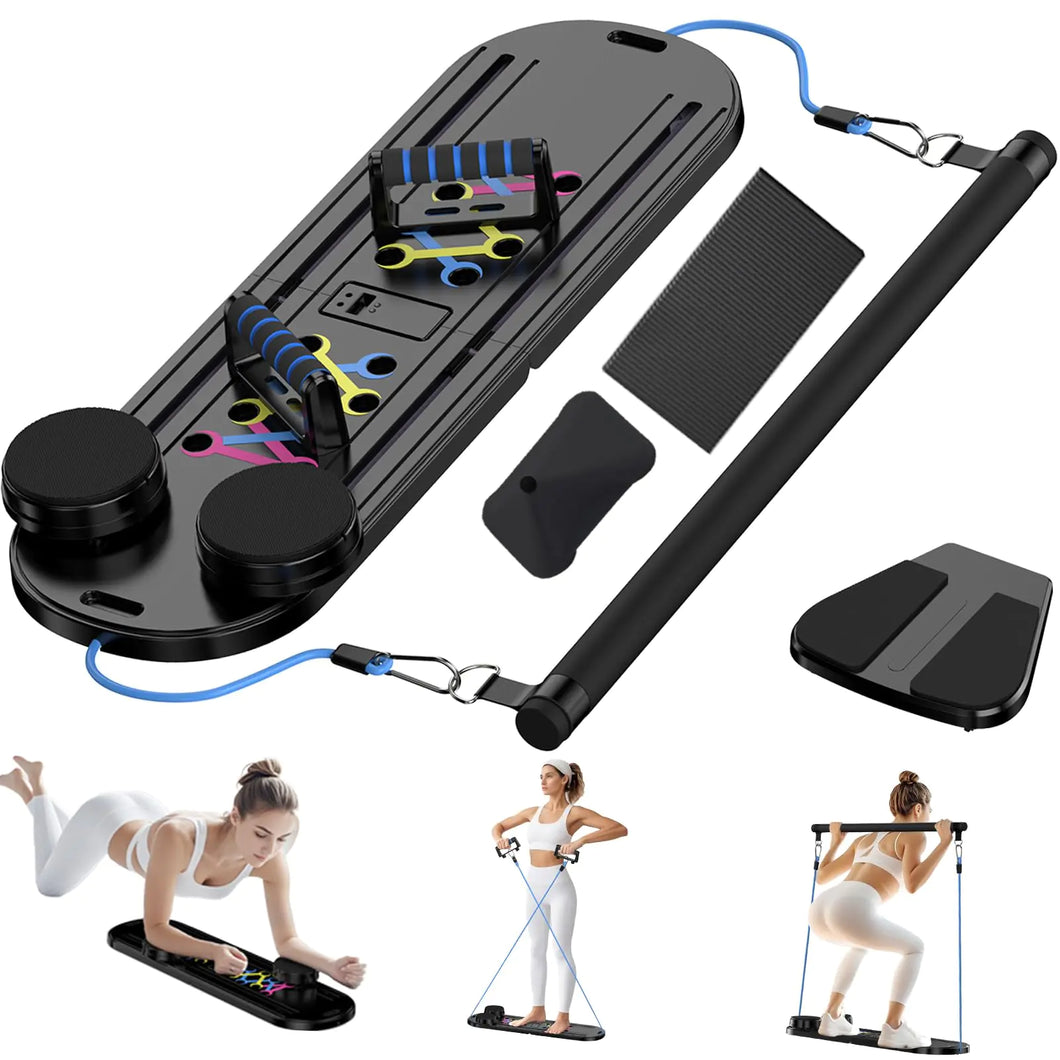 Foldable Pilates Reformer Board 5-in-1 – Home Fitness Set (Black, 2025) - Maxmline